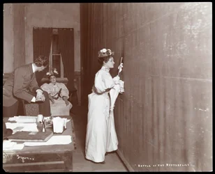 Backstage at the Irving Palace Theatre, New York, during a performance of 